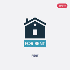 two color rent vector icon from real estate concept. isolated blue rent vector sign symbol can be use for web, mobile and logo. eps 10