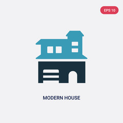two color modern house vector icon from real estate concept. isolated blue modern house vector sign symbol can be use for web, mobile and logo. eps 10