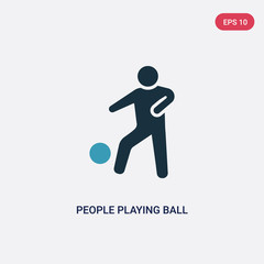 two color people playing ball vector icon from recreational games concept. isolated blue people playing ball vector sign symbol can be use for web, mobile and logo. eps 10