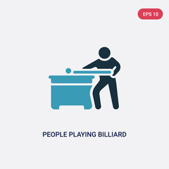 two color people playing billiard vector icon from recreational games concept. isolated blue people playing billiard vector sign symbol can be use for web, mobile and logo. eps 10