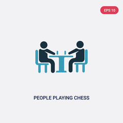 two color people playing chess vector icon from recreational games concept. isolated blue people playing chess vector sign symbol can be use for web, mobile and logo. eps 10