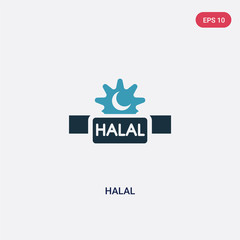 two color halal vector icon from religion-2 concept. isolated blue halal vector sign symbol can be use for web, mobile and logo. eps 10