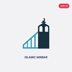 two color islamic minbar vector icon from religion-2 concept. isolated blue islamic minbar vector sign symbol can be use for web, mobile and logo. eps 10