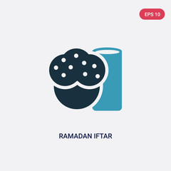 two color ramadan iftar vector icon from religion-2 concept. isolated blue ramadan iftar vector sign symbol can be use for web, mobile and logo. eps 10