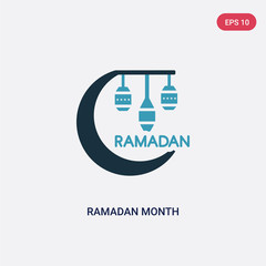 two color ramadan month vector icon from religion-2 concept. isolated blue ramadan month vector sign symbol can be use for web, mobile and logo. eps 10