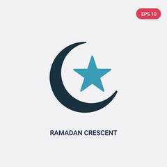 Obraz premium two color ramadan crescent moon vector icon from religion-2 concept. isolated blue ramadan crescent moon vector sign symbol can be use for web, mobile and logo. eps 10