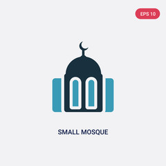 two color small mosque vector icon from religion-2 concept. isolated blue small mosque vector sign symbol can be use for web, mobile and logo. eps 10