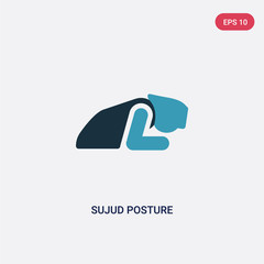 two color sujud posture vector icon from religion-2 concept. isolated blue sujud posture vector sign symbol can be use for web, mobile and logo. eps 10