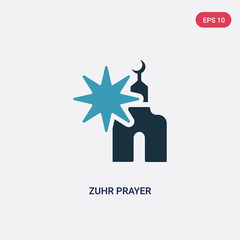 two color zuhr prayer vector icon from religion-2 concept. isolated blue zuhr prayer vector sign symbol can be use for web, mobile and logo. eps 10