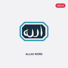 two color allah word vector icon from religion concept. isolated blue allah word vector sign symbol can be use for web, mobile and logo. eps 10