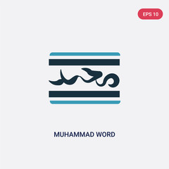 two color muhammad word vector icon from religion concept. isolated blue muhammad word vector sign symbol can be use for web, mobile and logo. eps 10