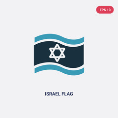 two color israel flag vector icon from religion concept. isolated blue israel flag vector sign symbol can be use for web, mobile and logo. eps 10