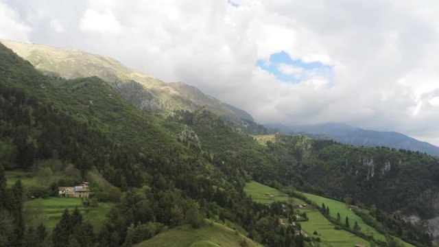 Drone video - panoramic landscape from Orobie Alps mountain Italy 