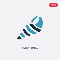 two color conch shell vector icon from religion concept. isolated blue conch shell vector sign symbol can be use for web, mobile and logo. eps 10
