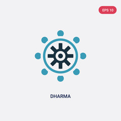 two color dharma vector icon from religion concept. isolated blue dharma vector sign symbol can be use for web, mobile and logo. eps 10