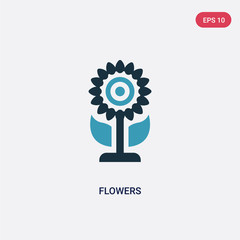 two color flowers vector icon from religion concept. isolated blue flowers vector sign symbol can be use for web, mobile and logo. eps 10