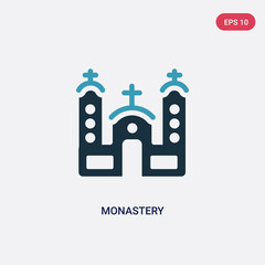 two color monastery vector icon from religion concept. isolated blue monastery vector sign symbol can be use for web, mobile and logo. eps 10
