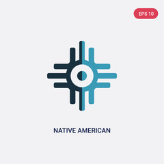 two color native american sun vector icon from religion concept. isolated blue native american sun vector sign symbol can be use for web, mobile and logo. eps 10