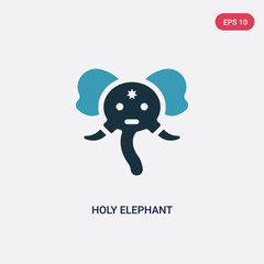 two color holy elephant vector icon from religion concept. isolated blue holy elephant vector sign symbol can be use for web, mobile and logo. eps 10