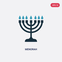 two color menorah vector icon from religion concept. isolated blue menorah vector sign symbol can be use for web, mobile and logo. eps 10