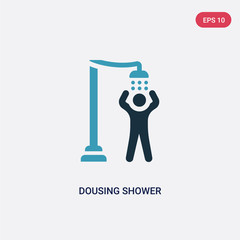 two color dousing shower vector icon from sauna concept. isolated blue dousing shower vector sign symbol can be use for web, mobile and logo. eps 10