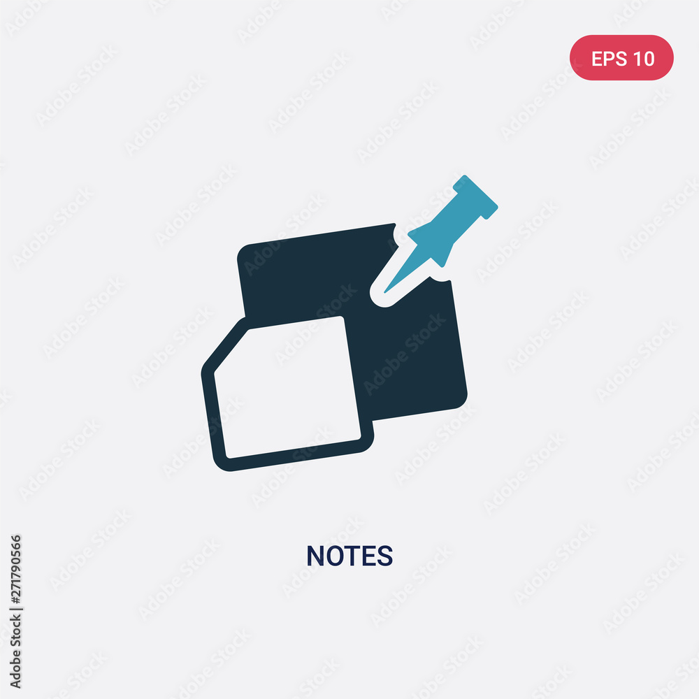 Poster two color notes vector icon from science concept. isolated blue notes vector sign symbol can be use 