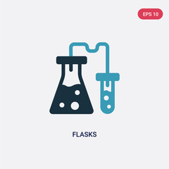 two color flasks vector icon from science concept. isolated blue flasks vector sign symbol can be use for web, mobile and logo. eps 10