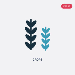 two color crops vector icon from season concept. isolated blue crops vector sign symbol can be use for web, mobile and logo. eps 10