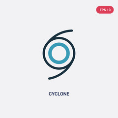 Obraz premium two color cyclone vector icon from season concept. isolated blue cyclone vector sign symbol can be use for web, mobile and logo. eps 10