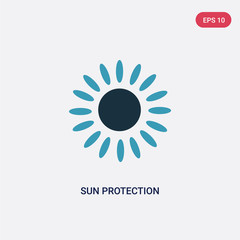 two color sun protection vector icon from season concept. isolated blue sun protection vector sign symbol can be use for web, mobile and logo. eps 10