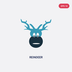 Fototapeta premium two color reindeer vector icon from season concept. isolated blue reindeer vector sign symbol can be use for web, mobile and logo. eps 10