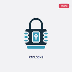 two color padlocks vector icon from security concept. isolated blue padlocks vector sign symbol can be use for web, mobile and logo. eps 10