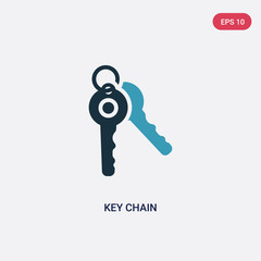 two color key chain vector icon from security concept. isolated blue key chain vector sign symbol can be use for web, mobile and logo. eps 10