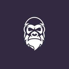 old bearded monkey gorilla face vector logo design