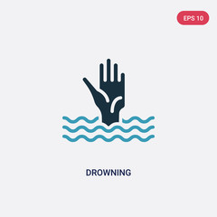two color drowning vector icon from security concept. isolated blue drowning vector sign symbol can be use for web, mobile and logo. eps 10