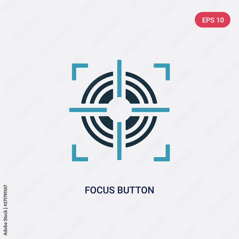 Poster two color focus button vector icon from shapes concept. isolated blue focus button vector sign symbo