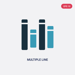 two color multiple line vector icon from shapes concept. isolated blue multiple line vector sign symbol can be use for web, mobile and logo. eps 10