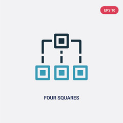 two color four squares vector icon from shapes concept. isolated blue four squares vector sign symbol can be use for web, mobile and logo. eps 10