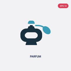 two color parfum vector icon from shapes concept. isolated blue parfum vector sign symbol can be use for web, mobile and logo. eps 10