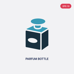 two color parfum bottle vector icon from shapes concept. isolated blue parfum bottle vector sign symbol can be use for web, mobile and logo. eps 10