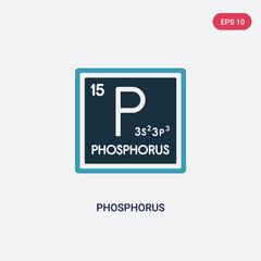 two color phosphorus vector icon from shapes concept. isolated blue phosphorus vector sign symbol can be use for web, mobile and logo. eps 10