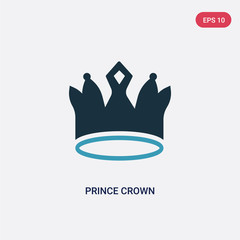 two color prince crown vector icon from shapes concept. isolated blue prince crown vector sign symbol can be use for web, mobile and logo. eps 10