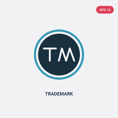 two color trademark vector icon from shapes concept. isolated blue trademark vector sign symbol can be use for web, mobile and logo. eps 10