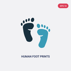 two color human foot prints vector icon from shapes concept. isolated blue human foot prints vector sign symbol can be use for web, mobile and logo. eps 10