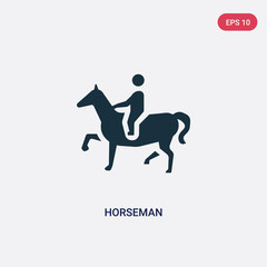two color horseman vector icon from shapes concept. isolated blue horseman vector sign symbol can be use for web, mobile and logo. eps 10