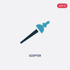 two color scepter vector icon from shapes and symbols concept. isolated blue scepter vector sign symbol can be use for web, mobile and logo. eps 10