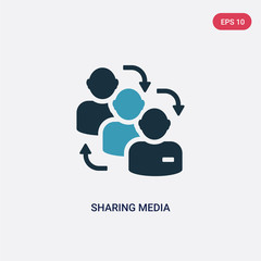 two color sharing media vector icon from shapes concept. isolated blue sharing media vector sign symbol can be use for web, mobile and logo. eps 10