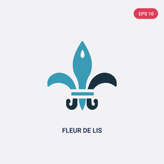 two color fleur de lis vector icon from shapes and symbols concept. isolated blue fleur de lis vector sign symbol can be use for web, mobile and logo. eps 10 © zaurrahimov