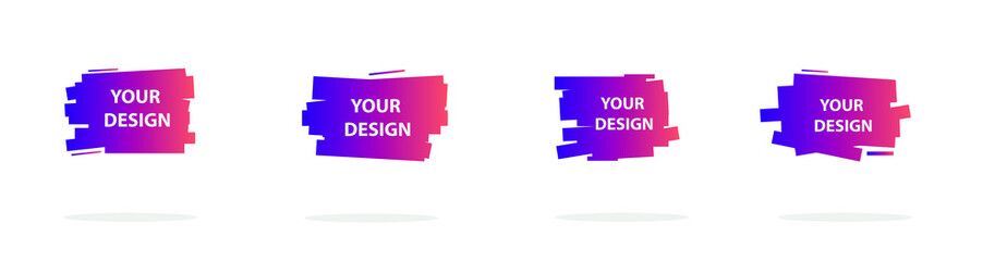 Modern geometric badges set. Colorful vector gradient shapes composition. Trendy minimal design. 3D futuristic style 