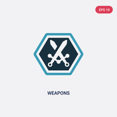 two color weapons vector icon from signs concept. isolated blue weapons vector sign symbol can be use for web, mobile and logo. eps 10